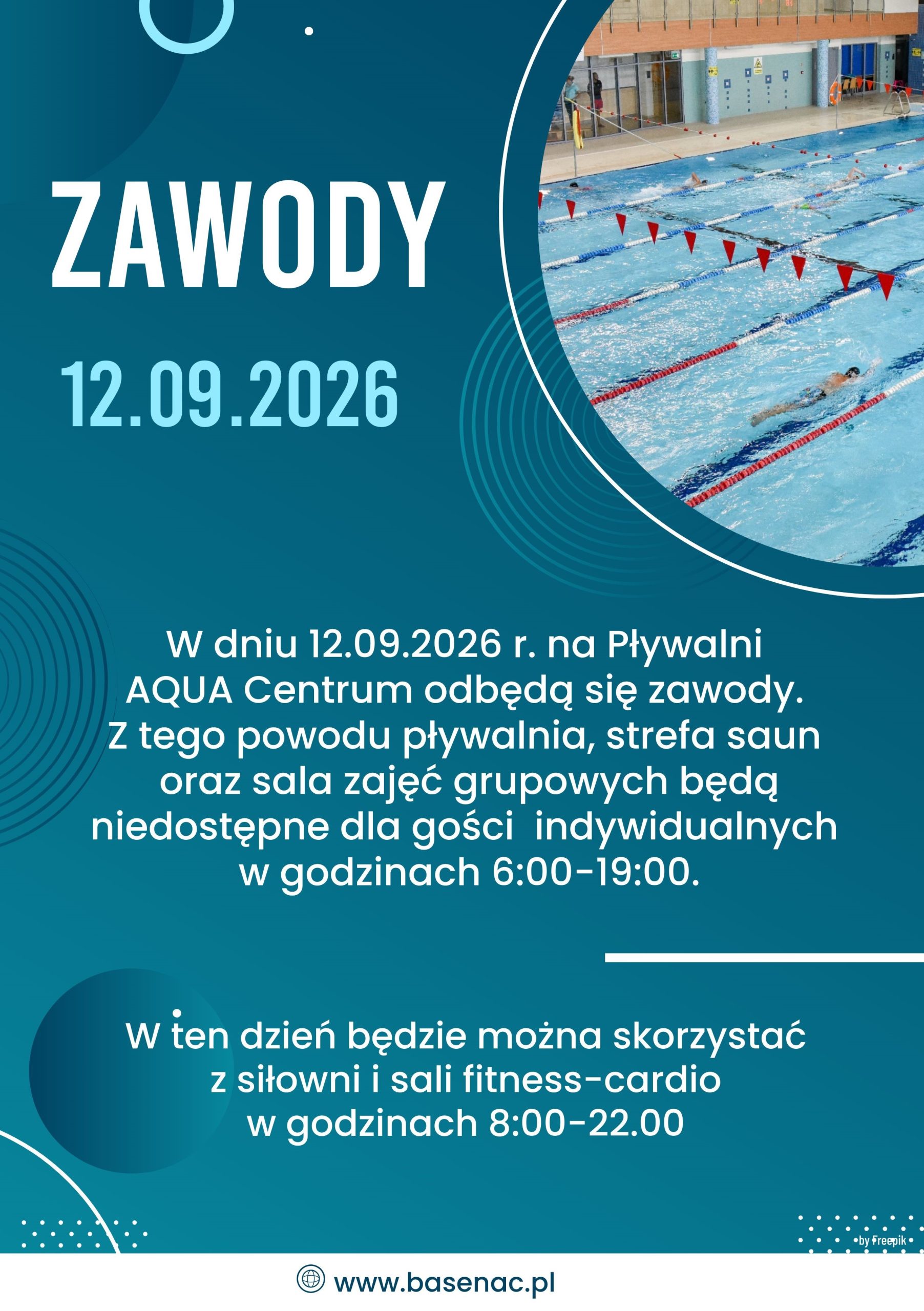 NIEDOSTĘPNOŚĆ PŁYWALNI / ZAWODY 12.09.2026